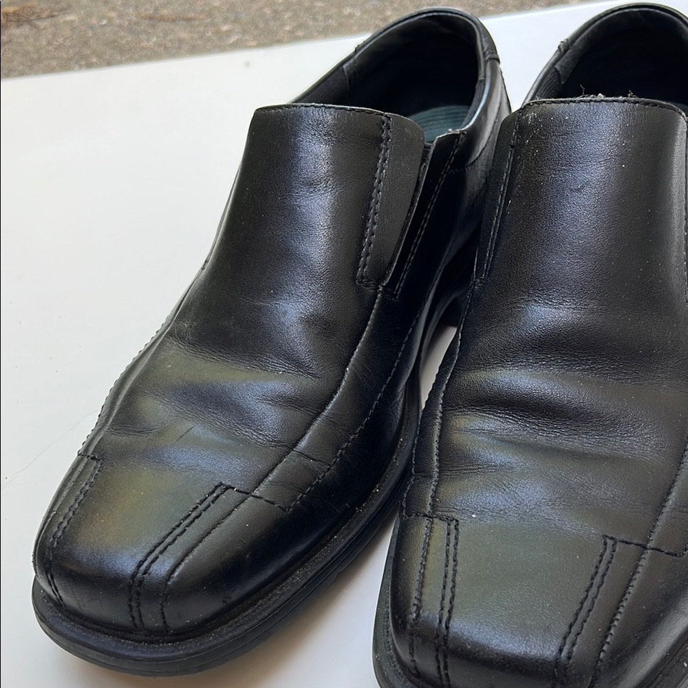 Clarks Black Leather Slip-On Loafers, Men’s 10